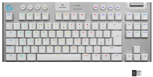 Logitech G915 TKL LIGHTSPEED Wireless GL Tactile - Gaming Tastatur - Uden Numpad - Nordisk - Hvid